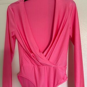 SHEIN Hot Pink Long Sleeve Bodysuit